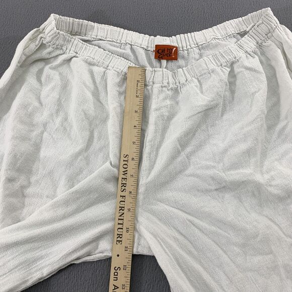 Oh My Gauze Pants Womens 3 White Wide Leg Ankle Ruffle Hem Boho Elastic Waist - Picture 6 of 16